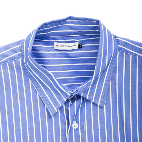 POP Trading Company Logo Striped Shirt Blue POPSS24_03-004 Degli Uberti